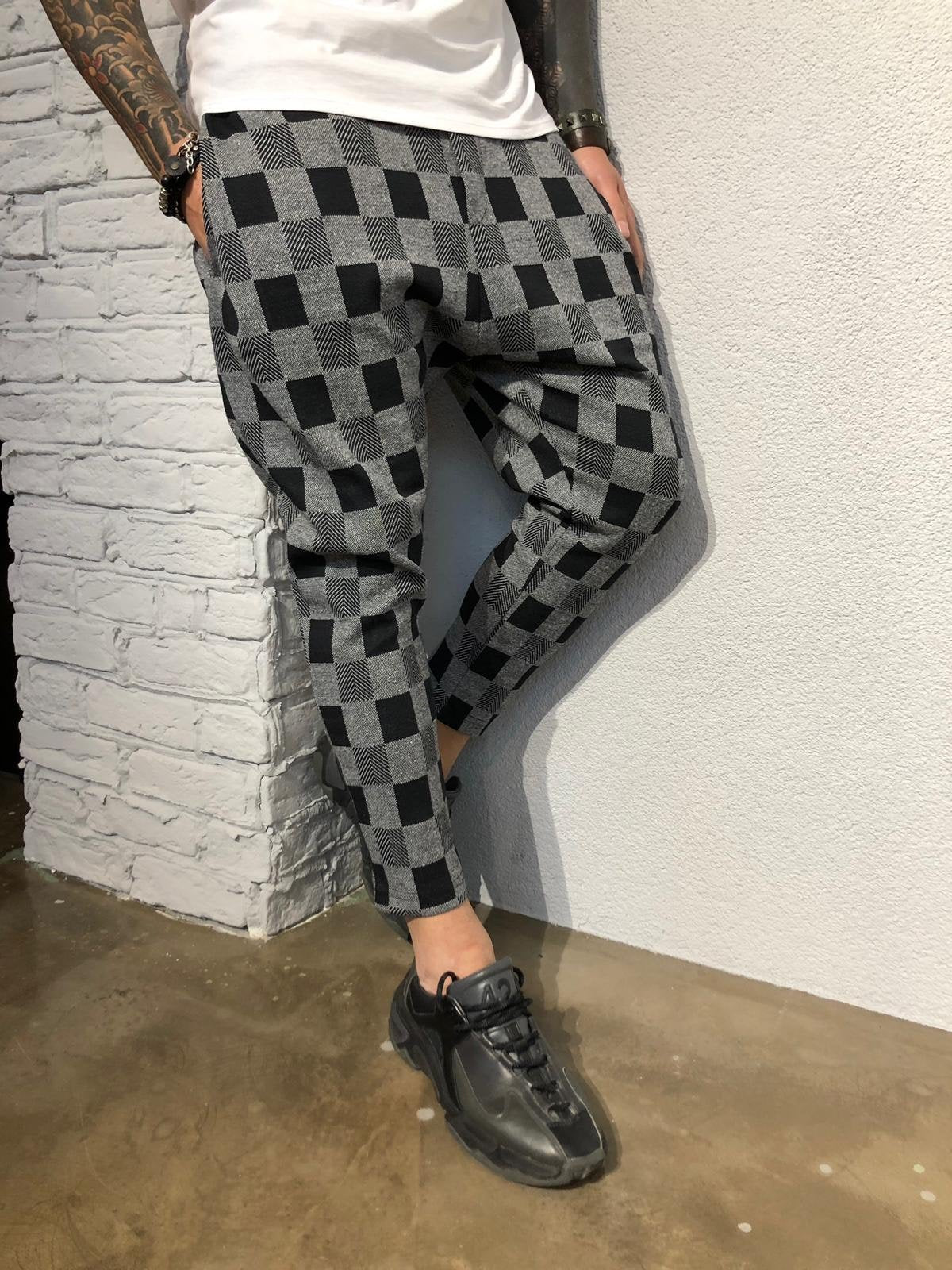 Gray Checkered Jogger Pant B356 Streetwear Jogger Pants - Sneakerjeans