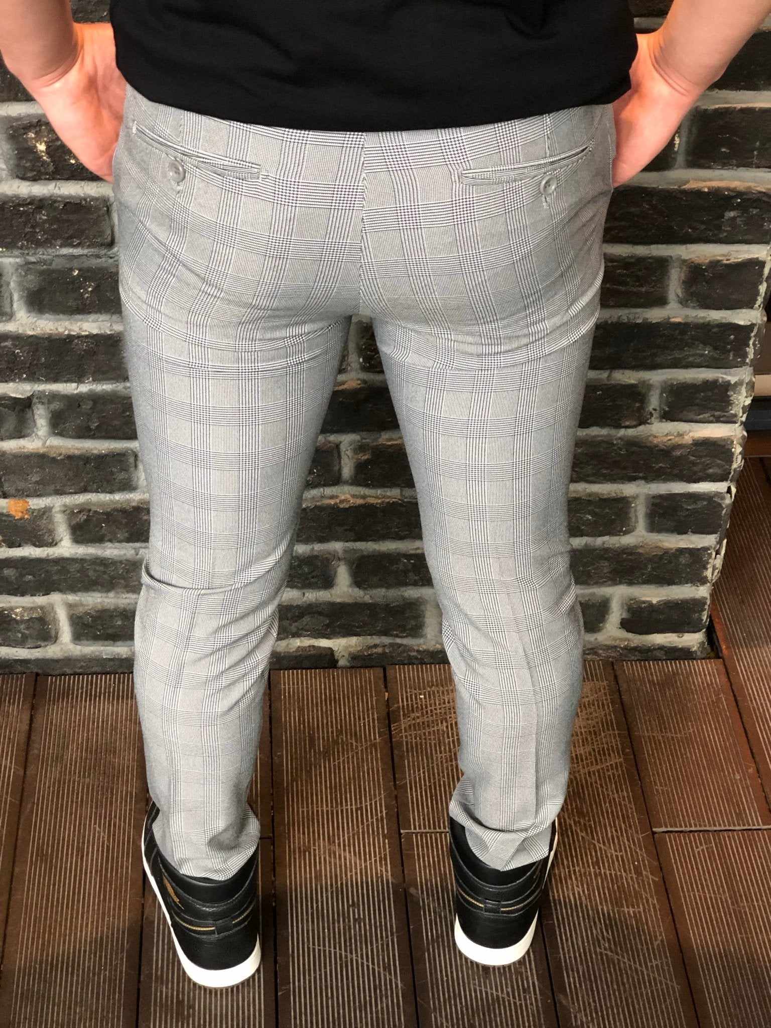 Gray Checkered Slim Fit Casual Mens Pant DJ181 Mens Pant - Sneakerjeans