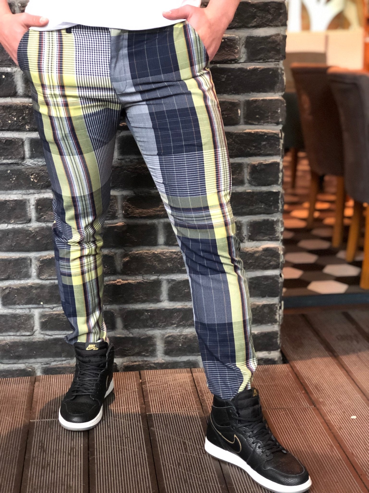 Gray Coloured Checkered Slim Fit Casual Pant DJ101 Streetwear Pant - Sneakerjeans