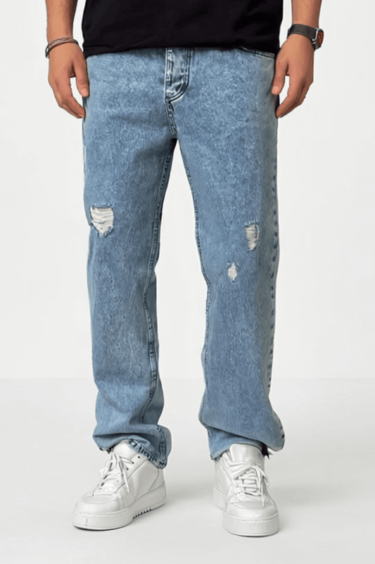 Ice Blue Ripped Baggy Jeans BB7409 – von Baggymann | Streetwear für Damen & Herren