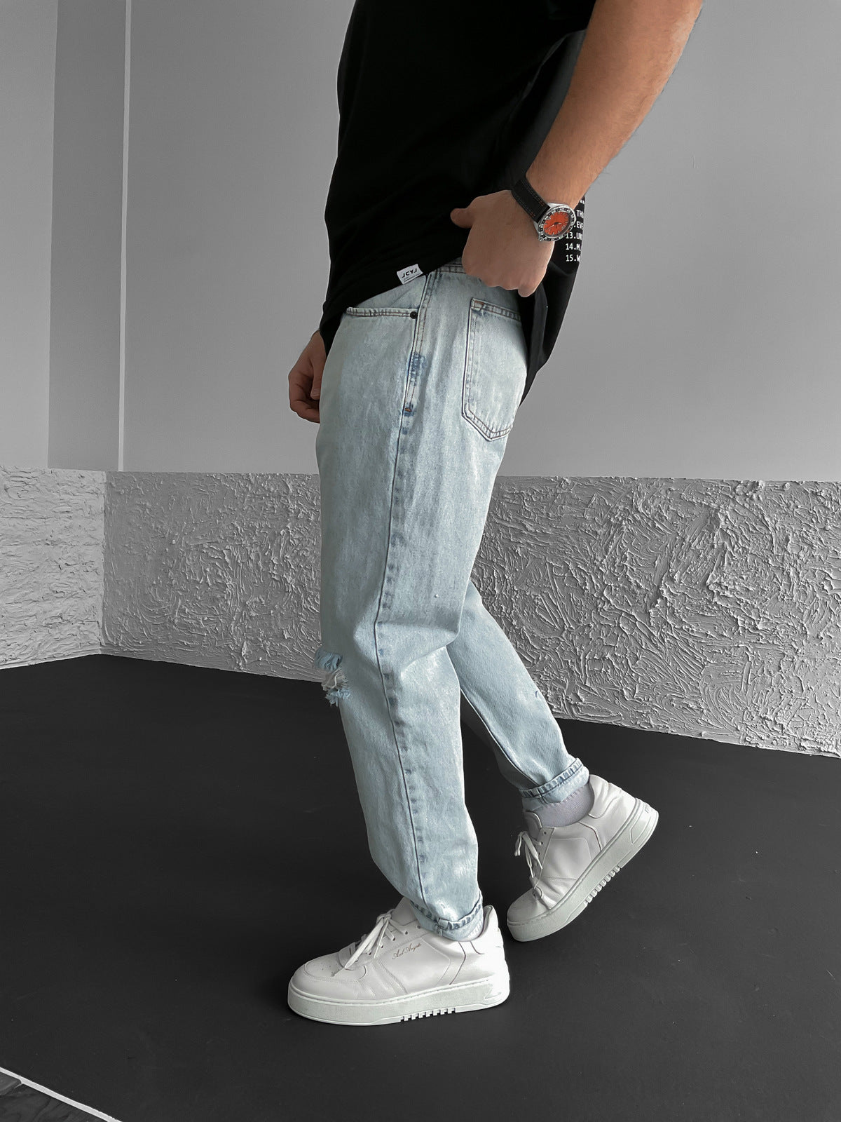 Ice Blue Ripped Jeans BB6281 – von Baggymann | Streetwear für Damen & Herren