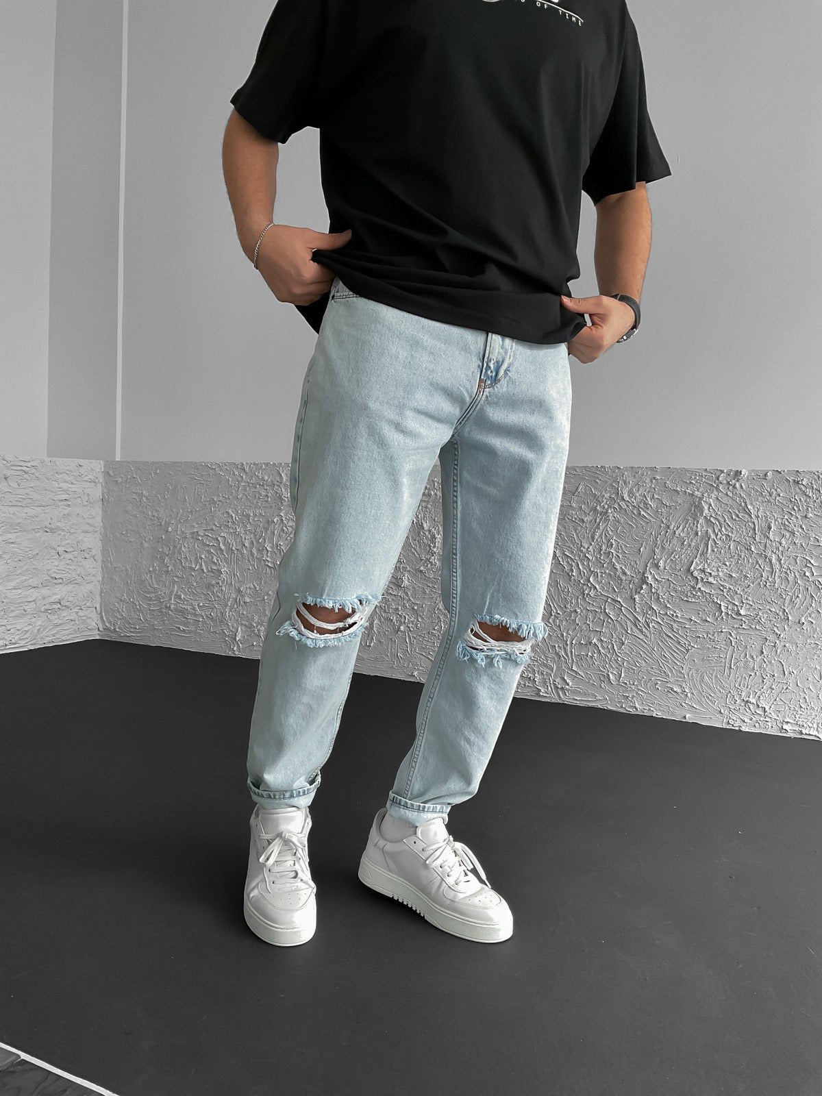 Ice Blue Ripped Jeans BB6281 – von Baggymann | Streetwear für Damen & Herren