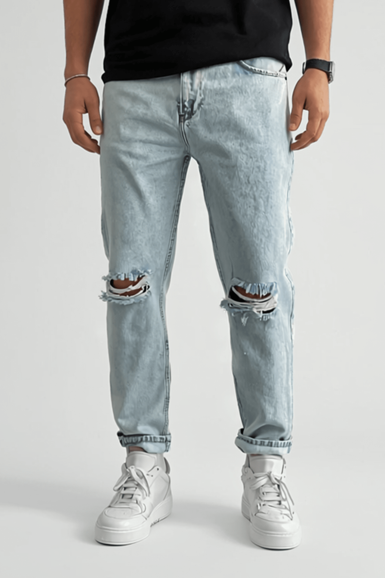 Ice Blue Ripped Jeans BB6281 – von Baggymann | Streetwear für Damen & Herren