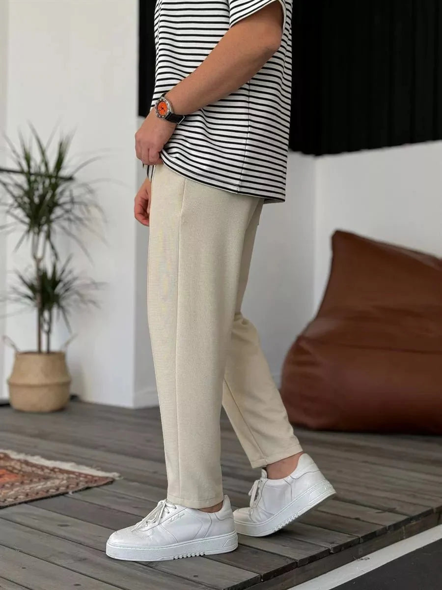 Jogger Hose Beige Waffelstoff BB7549 – von Baggymann | Streetwear für Damen & Herren