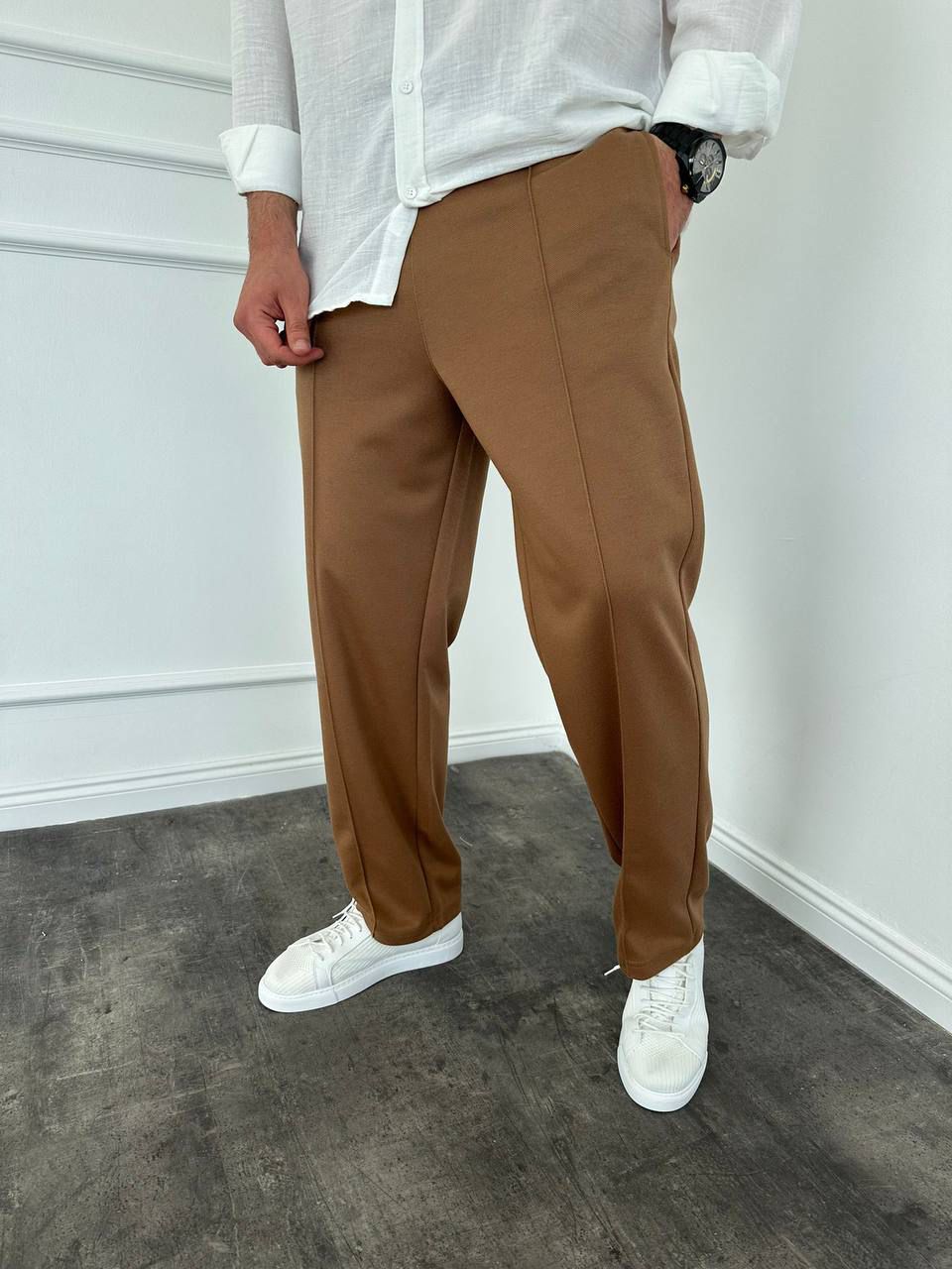 Jogger Hose Braun Waffelstoff BB7549 – von Baggymann | Streetwear für Damen & Herren