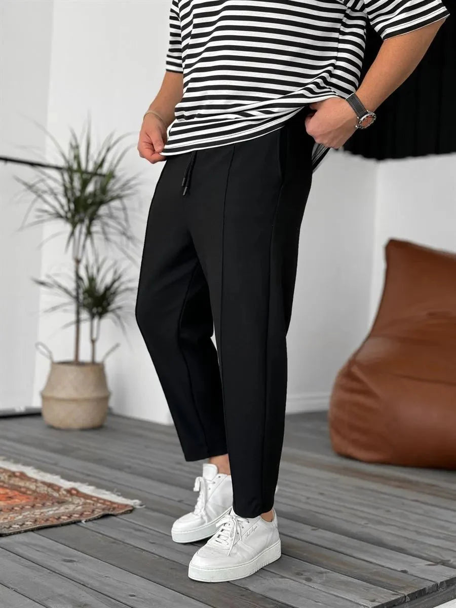 Jogger Hose Schwarz Waffelstoff BB7549 – von Baggymann | Streetwear für Damen & Herren