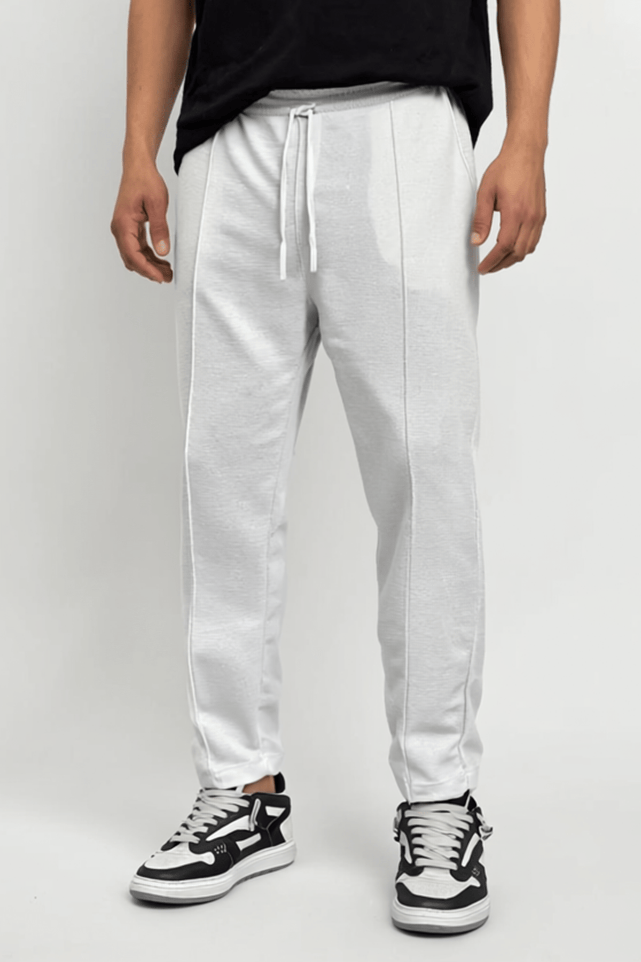 Jogger Hose Weiß Waffelstoff BB7549 – von Baggymann | Streetwear für Damen & Herren