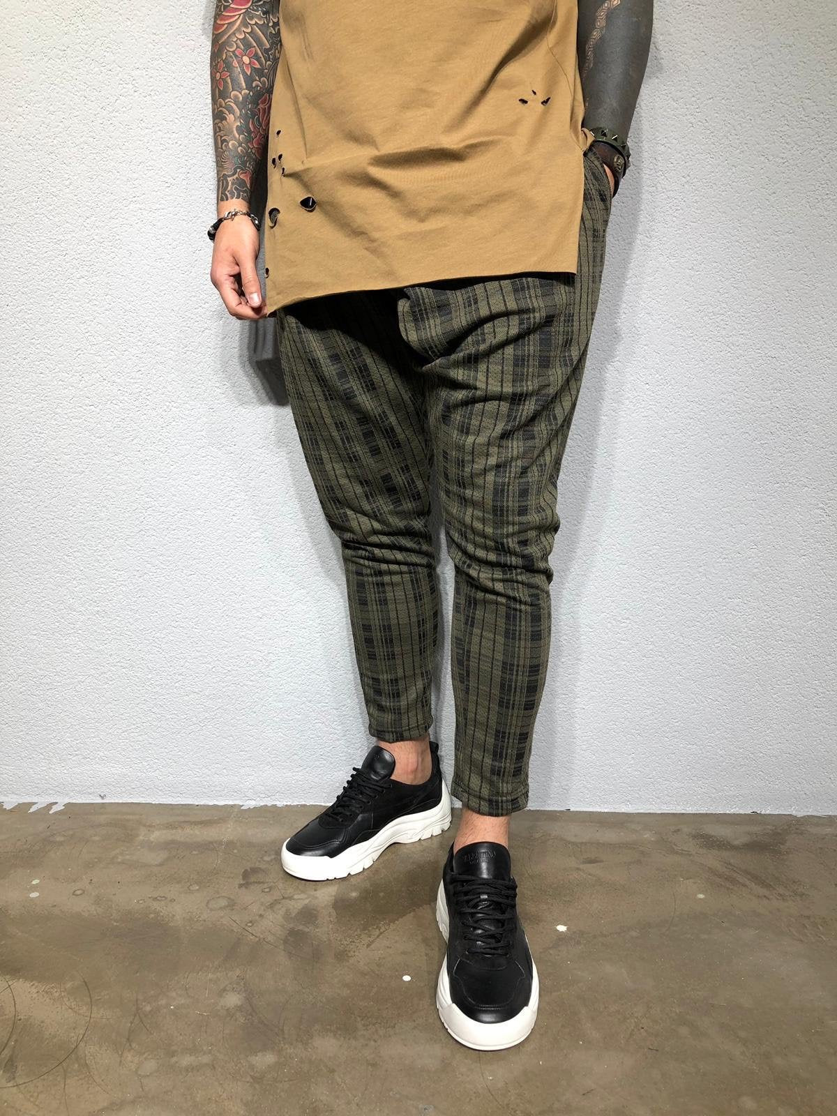 Khaki Checkered Jogger Pant BL210 Streetwear Jogger Pants - Sneakerjeans