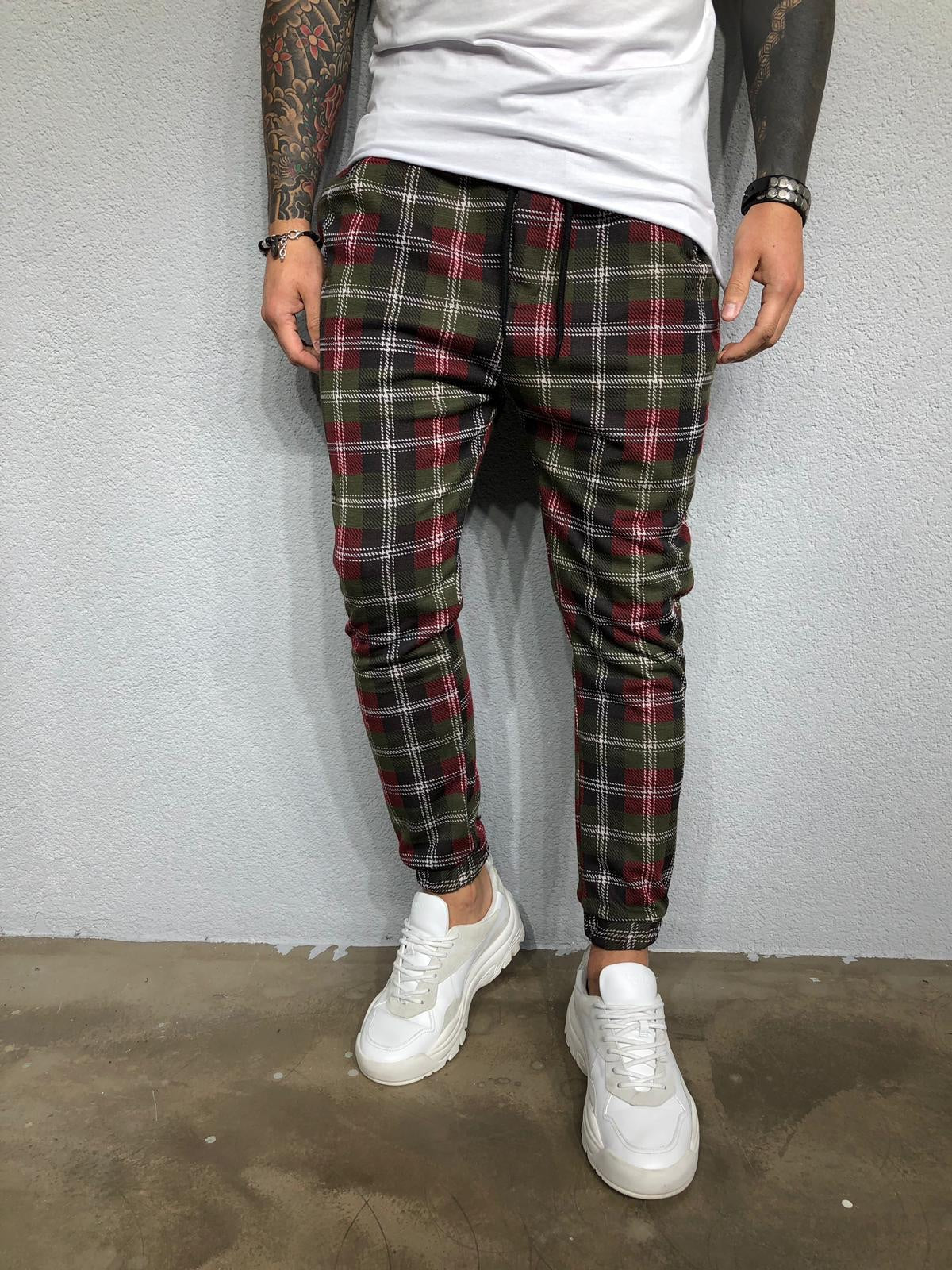 Khaki Checkered Jogger Pant BL417 Streetwear Jogger Pants - Sneakerjeans