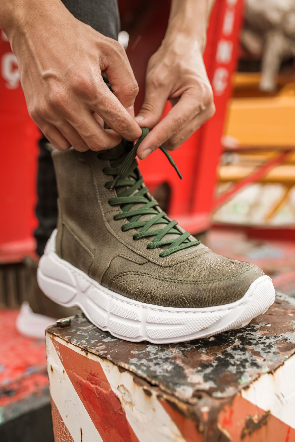 Khaki Mid Top Sneaker CH077