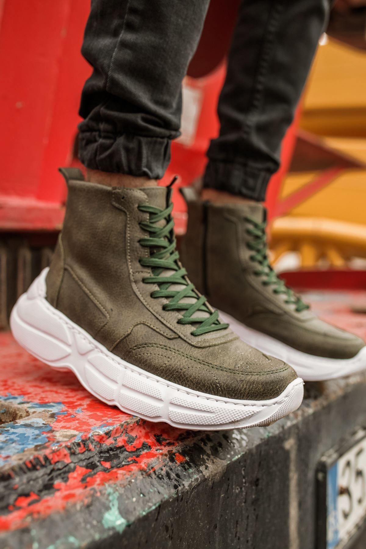 Khaki Mid Top Sneaker CH077