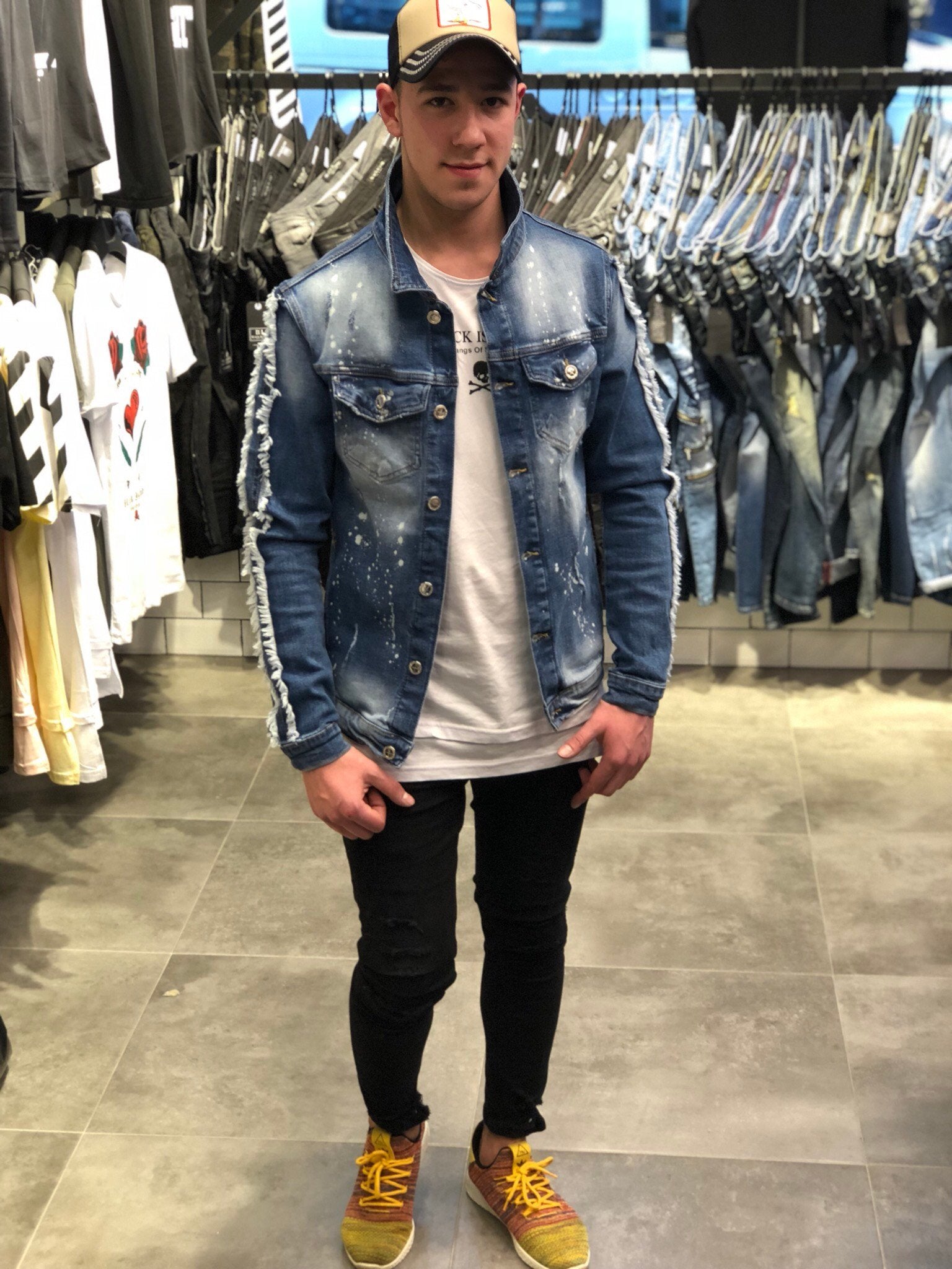 Money Maker Printed Jeans Jacket B81 Streetwear Mens Jean Jacket - Sneakerjeans