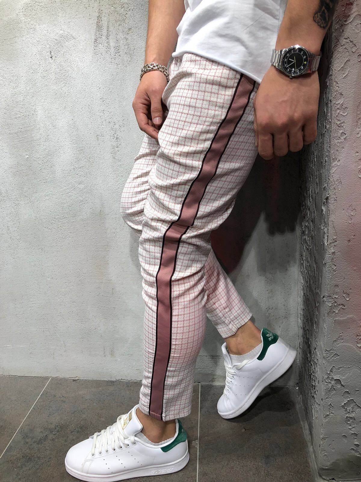 Pink Side Striped Casual Jogger Pant A145 Streetwear Jogger Pants - Sneakerjeans