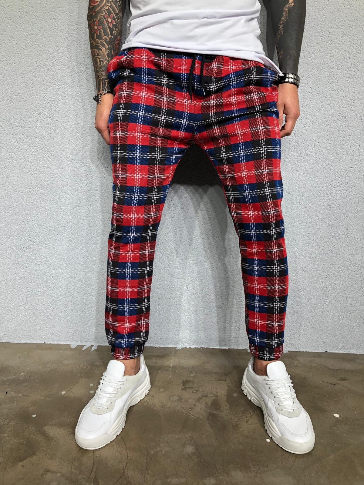 Red Checkered Jogger Pant BL418 Streetwear Jogger Pants - Sneakerjeans