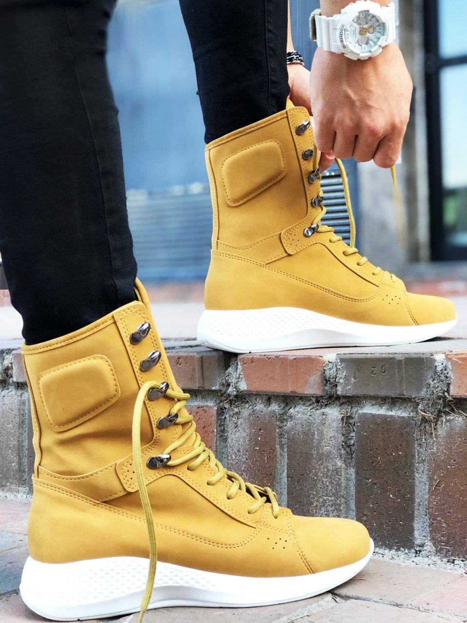Sneakerjeans Beige Combat Military Boots UW7 - Sneakerjeans