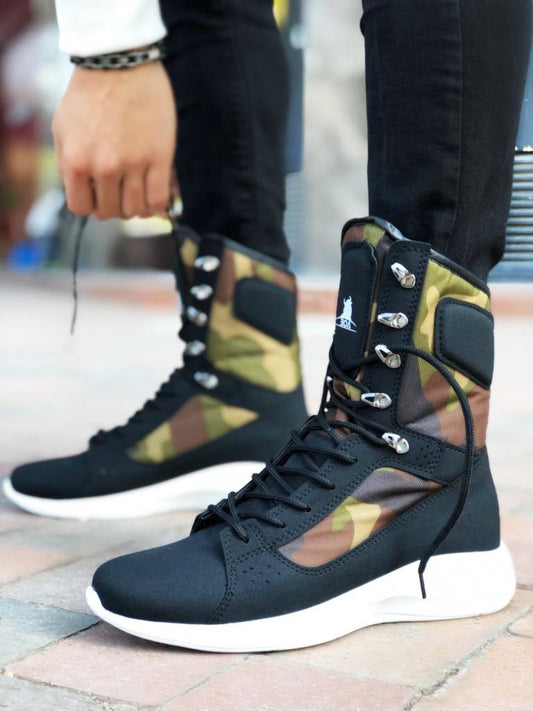 Sneakerjeans Black Camouflage Combat Military Boots UW1 - Sneakerjeans