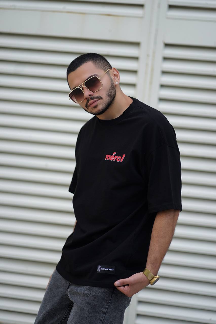 Sneakerjeans Black Merci Oversize T-Shirt ES82