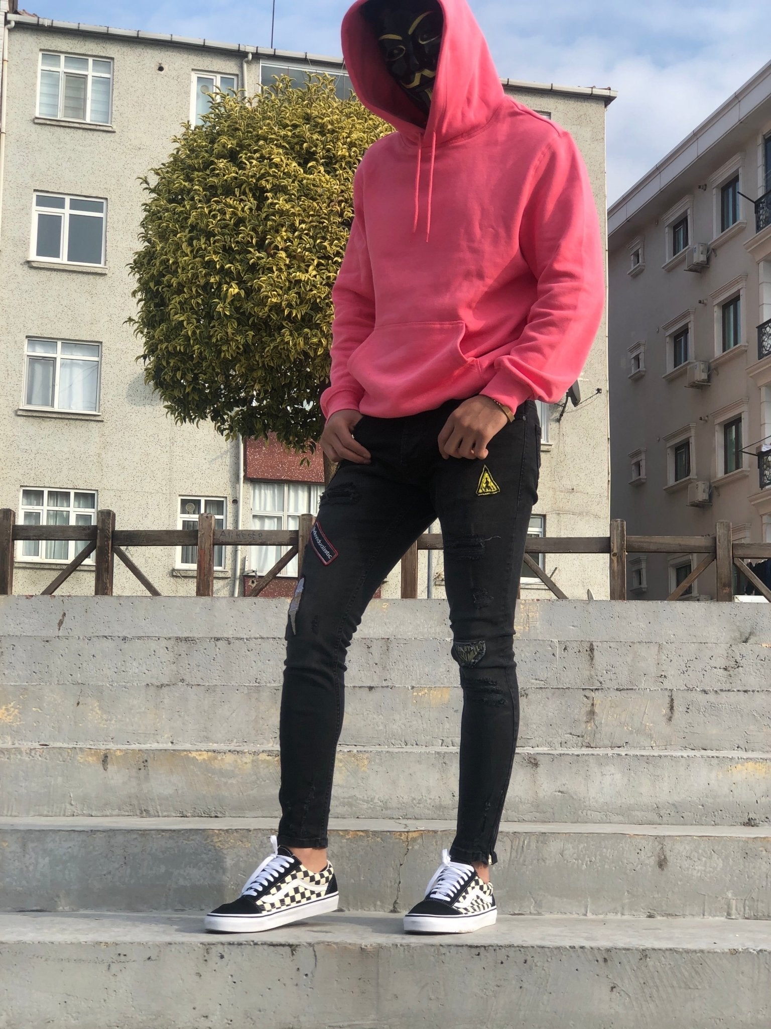 Sneakerjeans - Black Patched & Ripped Skinny Jeans A241 - Sneakerjeans