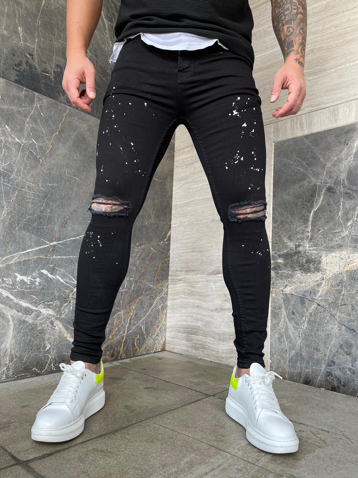 Sneakerjeans Black Ripped Jeans DP133