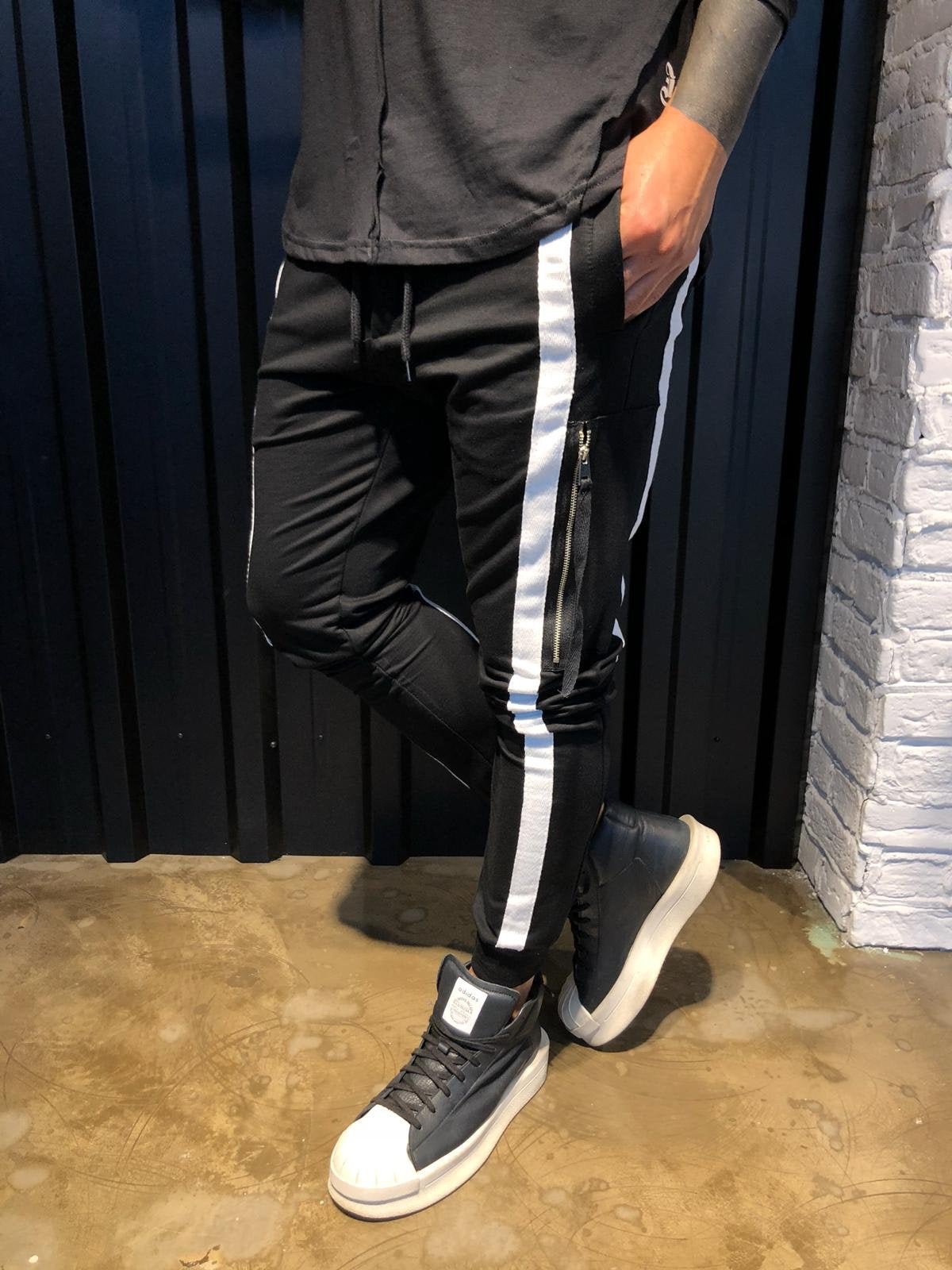 Sneakerjeans - Black Striped Jogger Pant B303 Joggers - Sneakerjeans
