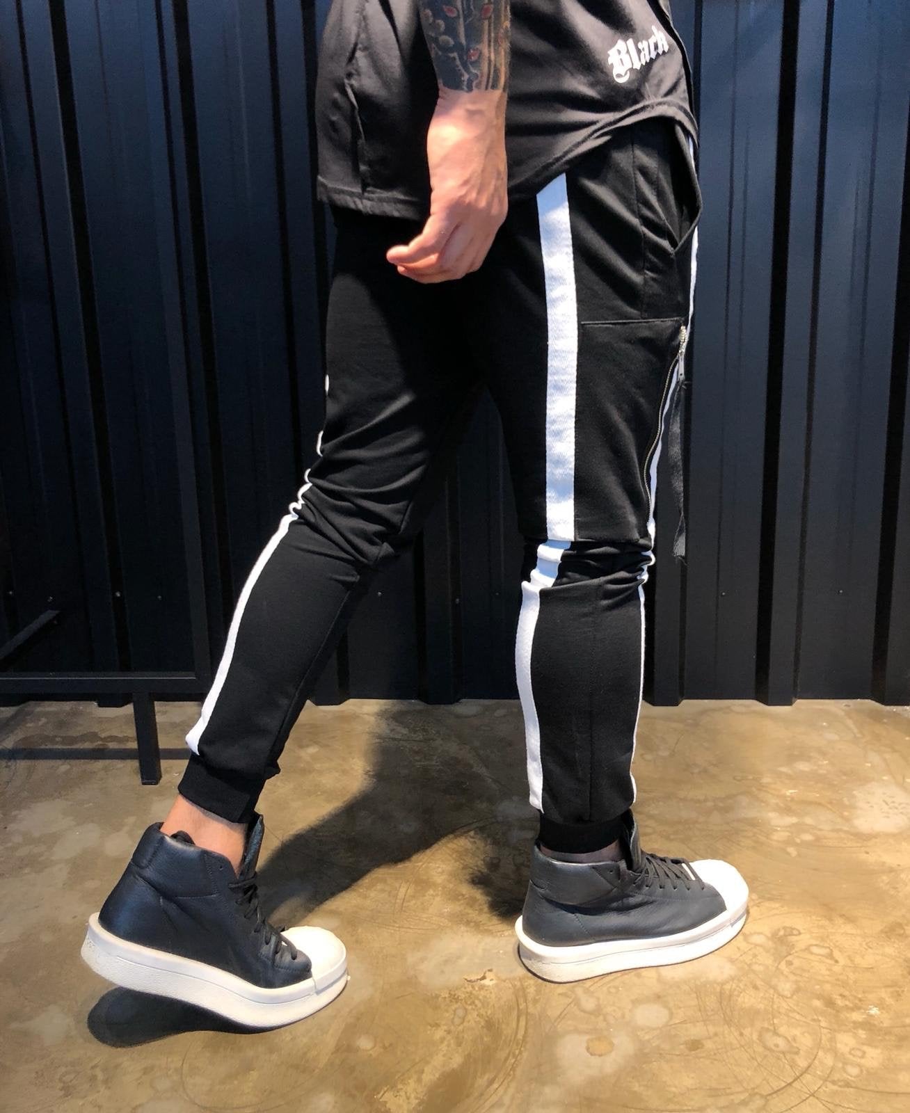 Sneakerjeans - Black Striped Jogger Pant B303 Joggers - Sneakerjeans