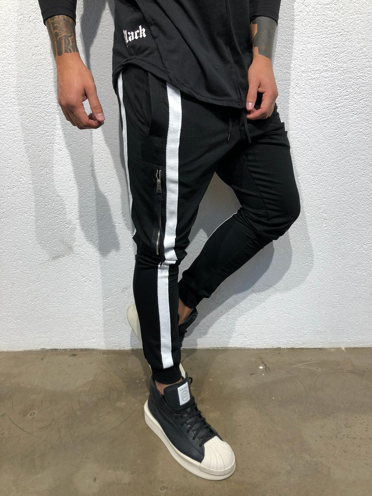 Sneakerjeans - Black Striped Jogger Pant B303 Joggers - Sneakerjeans