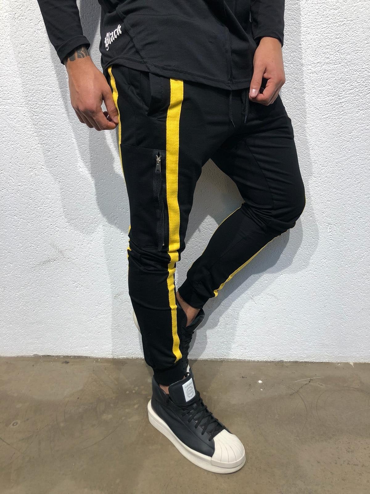 Sneakerjeans - Black Yellow Jogger Pant B304 Joggers - Sneakerjeans