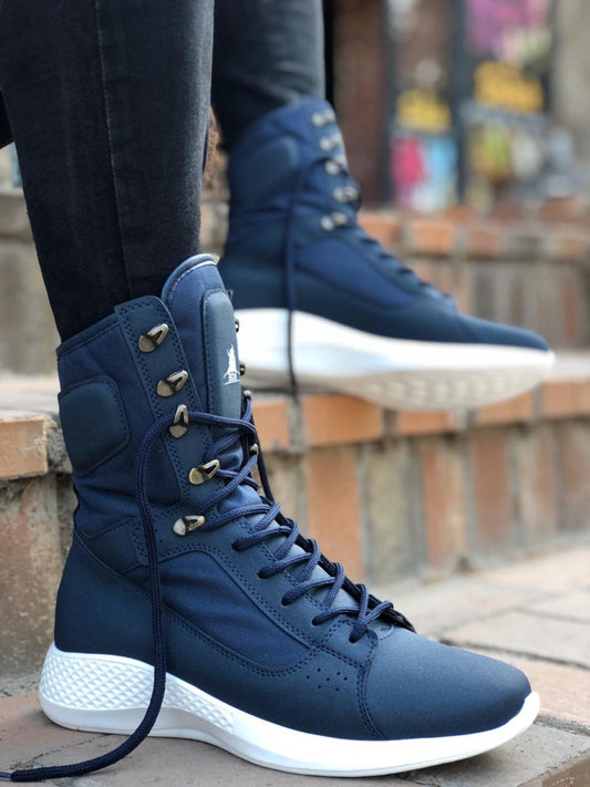 Sneakerjeans Blue Combat Military Boots UW12