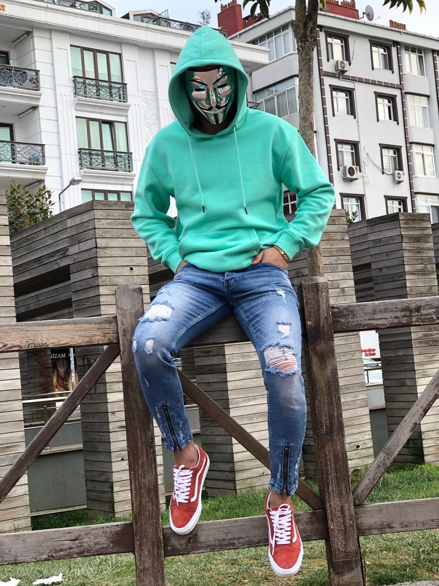 Sneakerjeans Blue Front Ankle Zipper Ripped Jeans B94 - Sneakerjeans