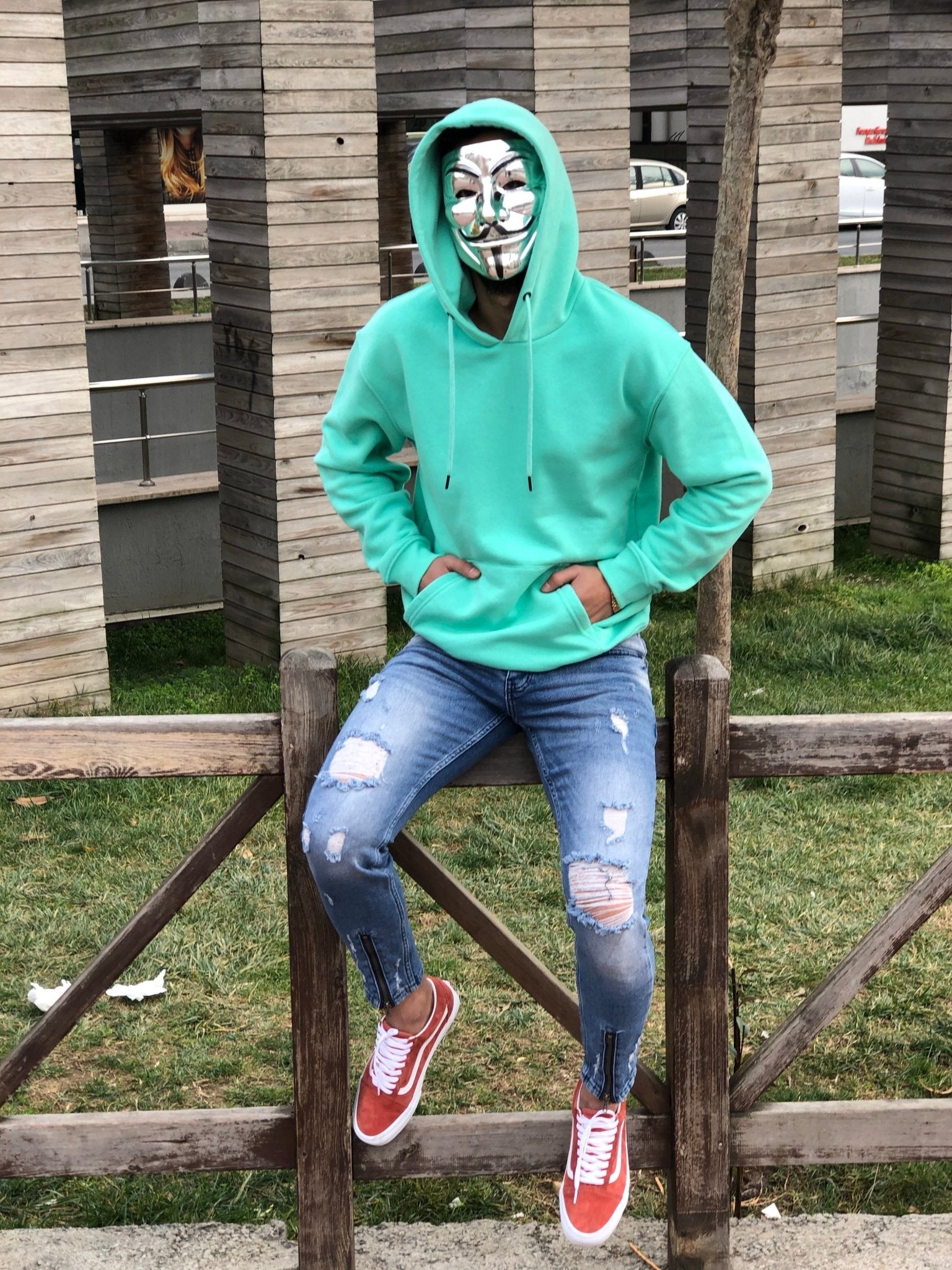 Sneakerjeans Blue Front Ankle Zipper Ripped Jeans B94 - Sneakerjeans