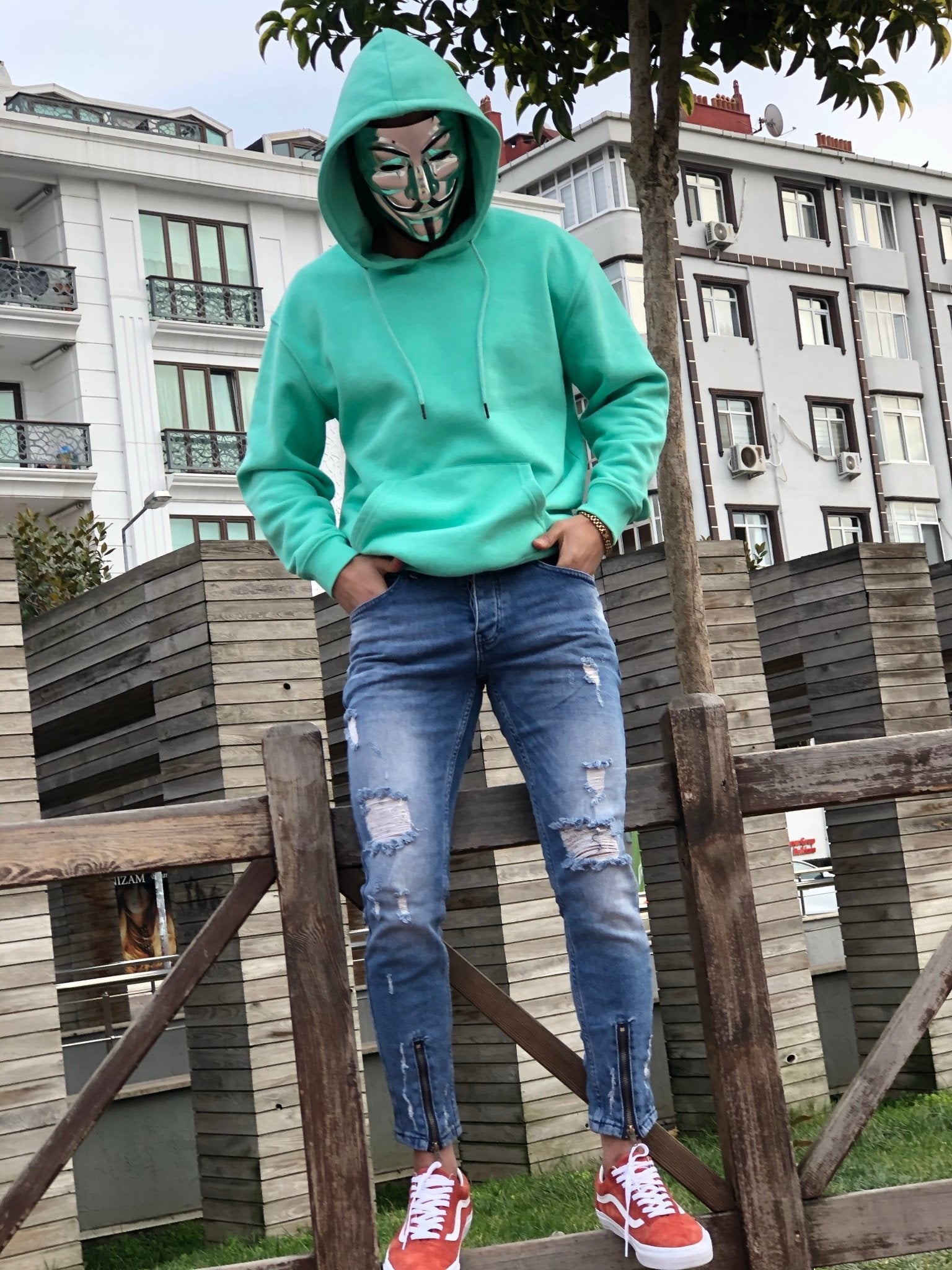 Sneakerjeans Blue Front Ankle Zipper Ripped Jeans B94 - Sneakerjeans