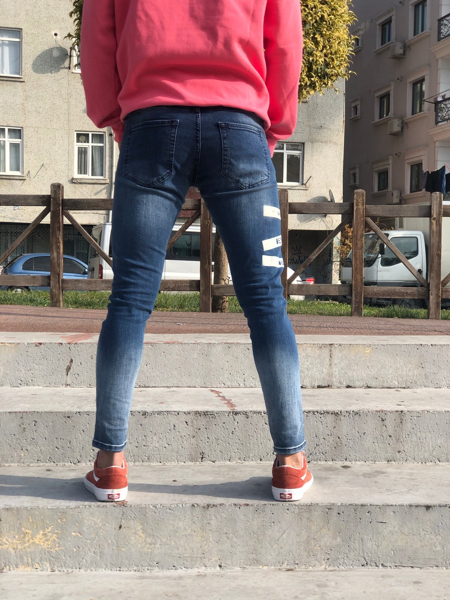 Sneakerjeans - Blue Printed Ripped Skinny Jeans A154 - Sneakerjeans