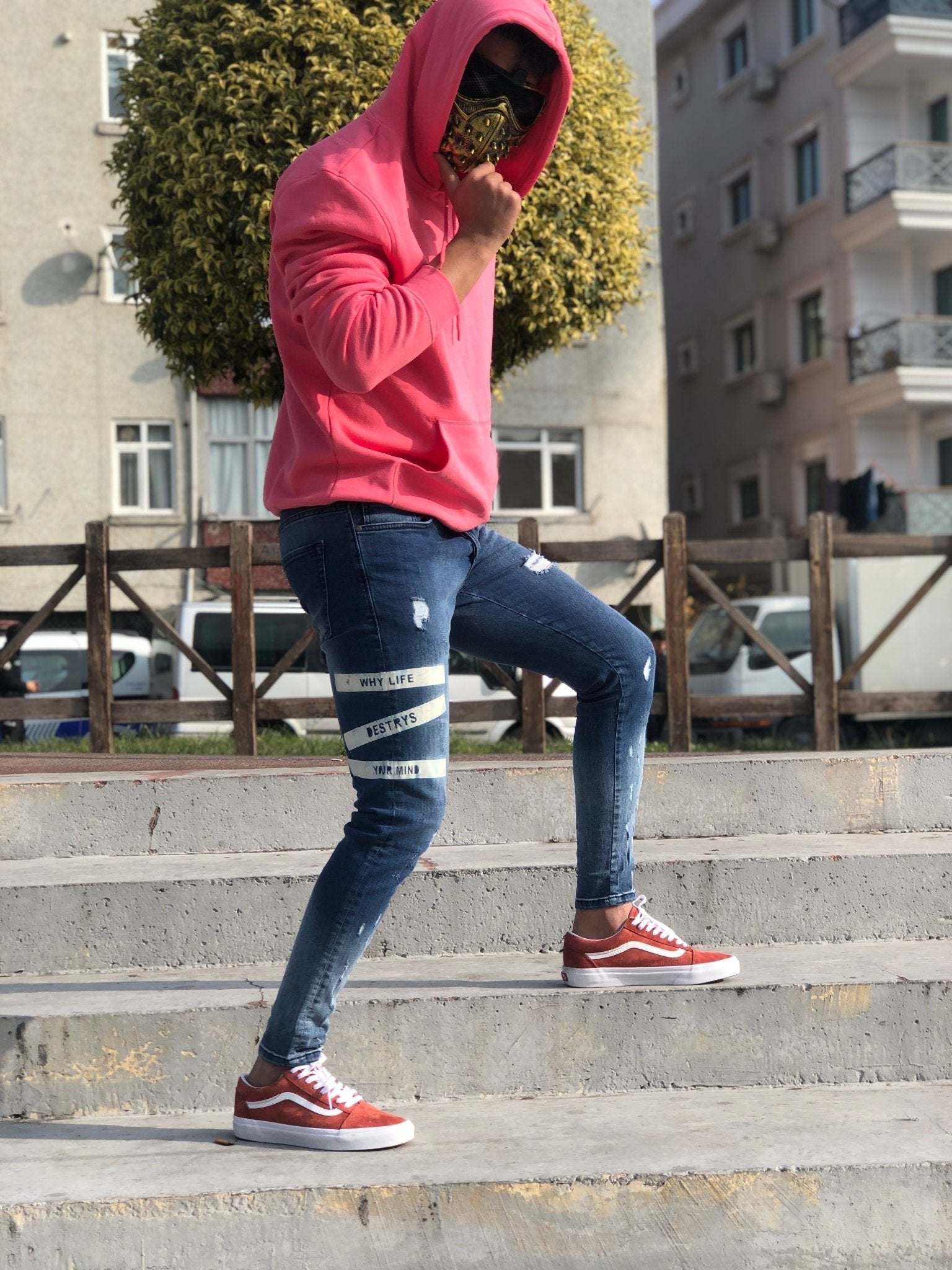 Sneakerjeans - Blue Printed Ripped Skinny Jeans A154 - Sneakerjeans
