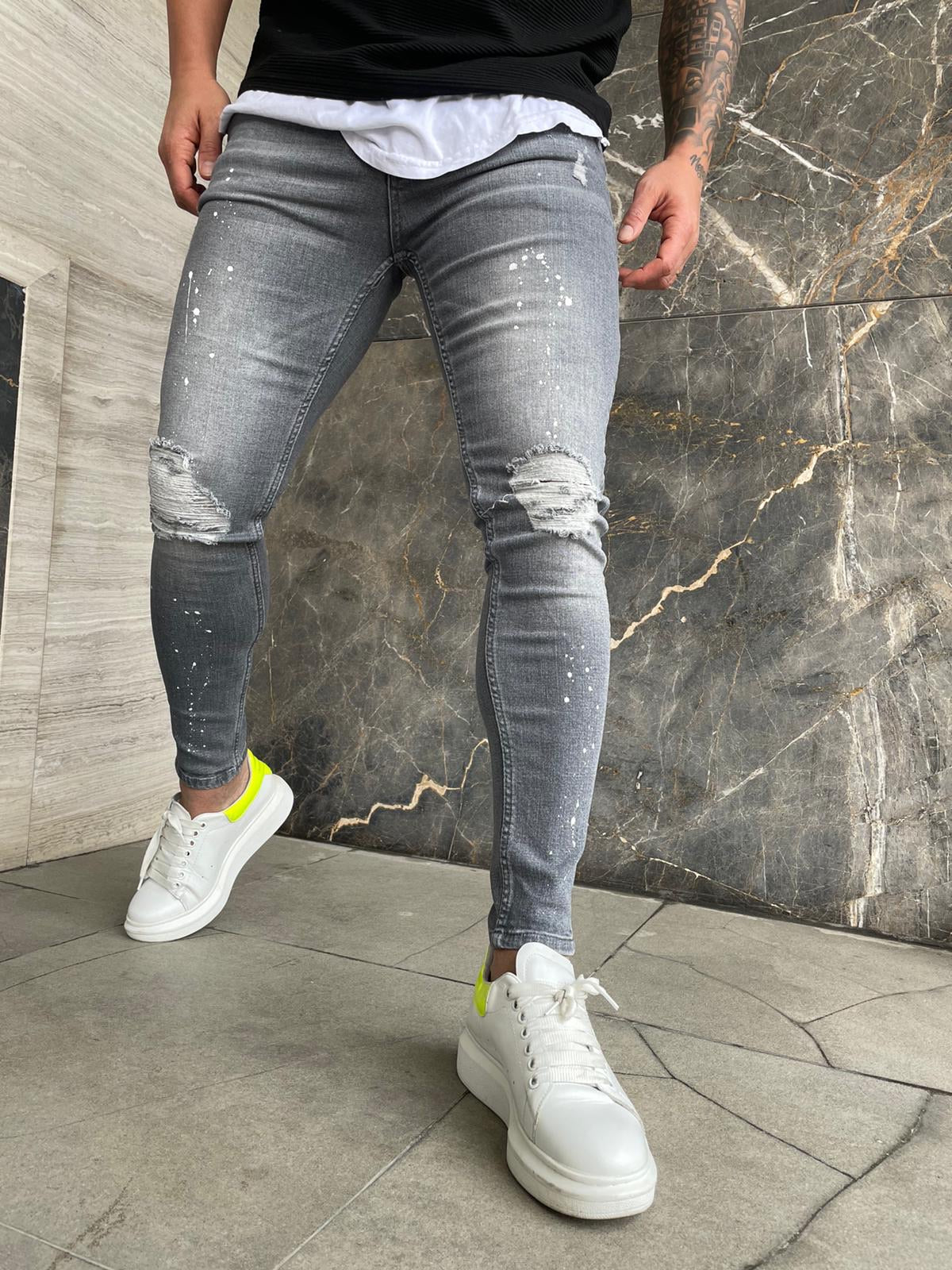 Sneakerjeans Gray Ripped Jeans DP154