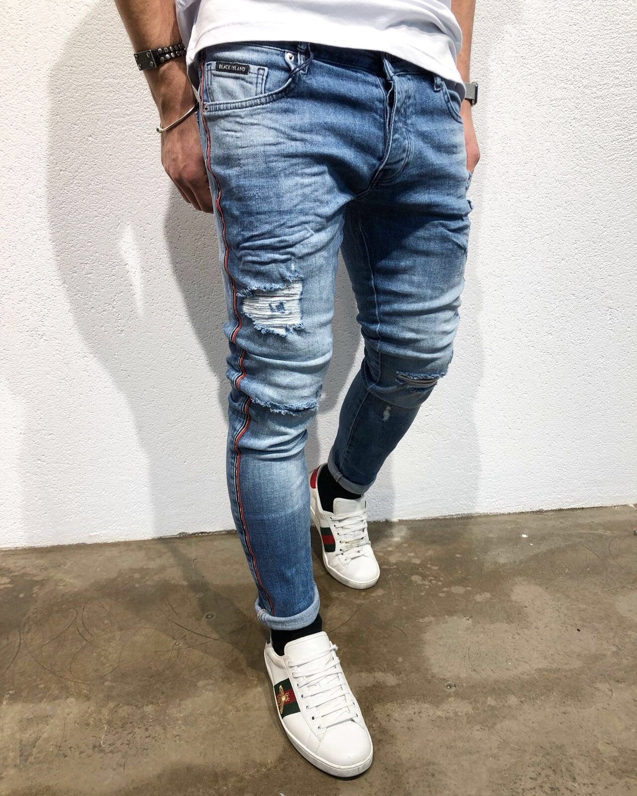 Sneakerjeans Side Striped Skinny Jeans B65 - Sneakerjeans