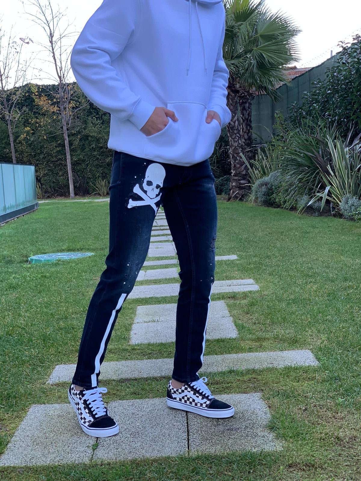 Sneakerjeans - Skull Printed Ultra Skinny Jeans B336 - Sneakerjeans