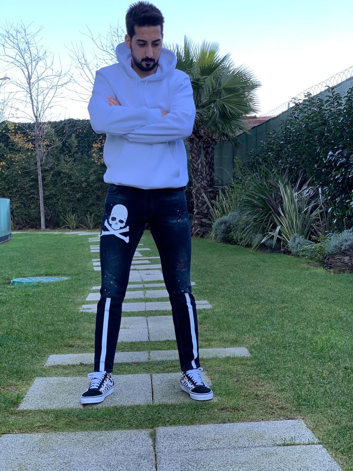 Sneakerjeans - Skull Printed Ultra Skinny Jeans B336 - Sneakerjeans