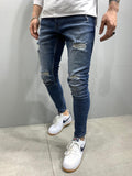 Blaue Skinny-Jeans mit Rissen AY780
