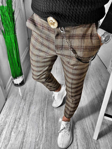 Beige Checkered Casual Jogger Pant S148 Streetwear Casual Jogger Pants - Sneakerjeans