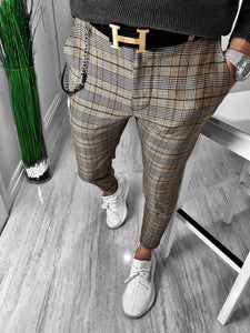 Beige Checkered Casual Jogger Pant S150 Streetwear Casual Jogger Pants - Sneakerjeans
