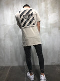 Beige Printed Oversize T-Shirt A17 Streetwear T-Shirts - Sneakerjeans
