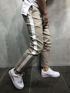 Beige Side Striped Casual Jogger Pant A110 Streetwear Jogger Pants - Sneakerjeans
