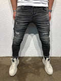 Black Destroyed Slim Fit Denim B75 Streetwear Denim Jeans - Sneakerjeans