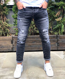 Black Distressed Skinny Fit Denim B260 Streetwear Jeans - Sneakerjeans