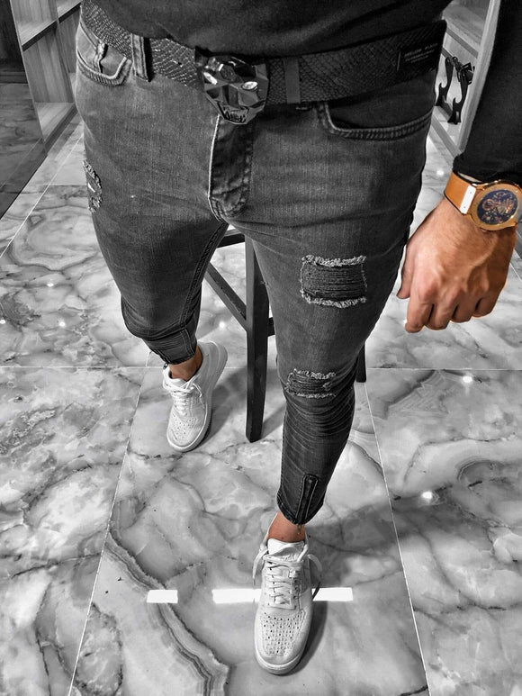 Black Distressed Ultra Skinny Fit Denim S236 Streetwear Jeans - Sneakerjeans