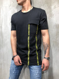 Black Front Pocket Printed Oversize T-Shirt A49 Streetwear T-Shirts - Sneakerjeans