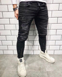 Black Front Zip Slim Fit Ripped Jeans B29 Streetwear Mens Jeans - Sneakerjeans