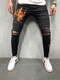 Black Orange Printed Skinny Fit Jeans AY666 Streetwear Jeans - Sneakerjeans