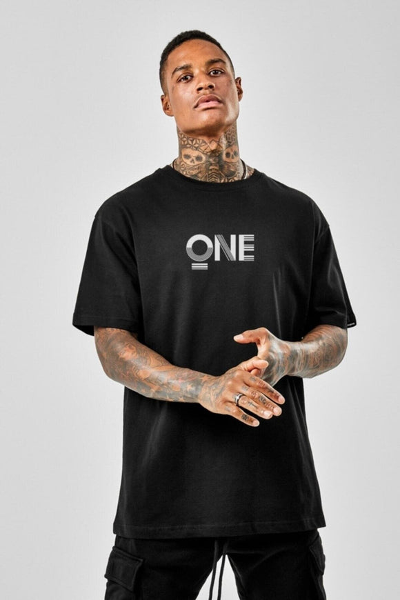 Schwarzes übergroßes T-Shirt PS121