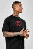 Schwarzes übergroßes T-Shirt PS184